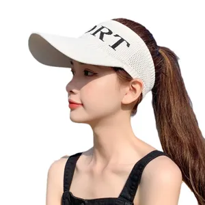 Cappello parasole estivo con parte superiore vuota da donna, cappello sportivo lavorato a maglia.