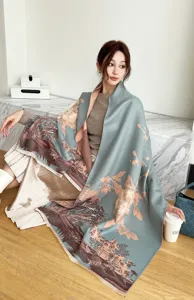 Autumn winter thick cashmere feel scarf women fashion elegant printed warm large shawl