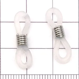 Connecteurs de lunettes en silicone transparent avec anneaux métalliques, boucles antidérapantes bijoux.