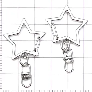 Zilverkleurige ster vorm sleutelhanger sluiting metalen haak DIY sieraden accessoires detail