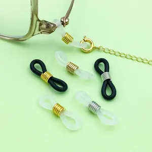 Connecteurs de chaîne de lunettes en silicone spirale métallique boucles antidérapantes