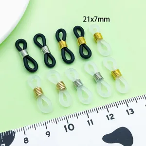Anneaux en silicone antidérapants pour lunettes, spirale en métal, accessoires de lunettes 21x7mm.