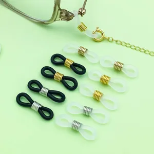 Vue détaillée de connecteurs de chaîne de lunettes en silicone antidérapants colorés.