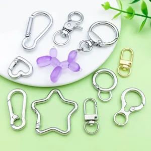 Legering sleutelhanger accessoires set, ster hart ronde veerringen hanger metaal bevindingen.