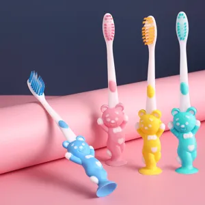 Kids Soft Bristle Toothbrush Cute Cartoon Bear Design Macaron Color Oral Cleaning Tooth Brush For Children Daily Care