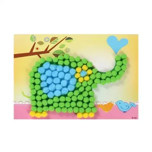 DIY Pom Pom Painting Kit Kids Craft Educational Toy Fluffy Ball Elephant Art Set for Fun