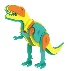 3D dinosaur puzzle toy for kids, colorful DIY educational tyrannosaurus model, safe plastic construction.