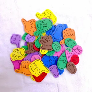 Colorful EVA foam hand and foot cutouts DIY craft stickers set for kids creative art projects.