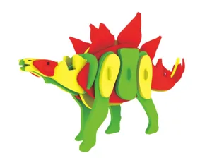 Detailed view of the 3D dinosaur puzzle toy, colorful wooden pieces ready for DIY fun.