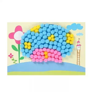 DIY Pom Pom Painting Craft Kit for Kids Creative Colorful Velvet Ball Sticker Educational Toy