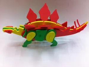 Colorful foam 3D dinosaur puzzle toy, creative educational DIY model for kids game.