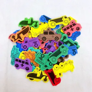 Colorful vehicle foam stickers set for children DIY crafts, assorted car shapes toys.