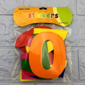 Colorful foam number stickers detail view, early education puzzle toy set for kids learning.