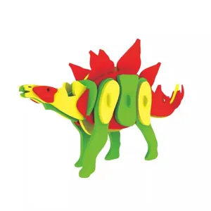 Colorful 3D dinosaur puzzle toy for kids, DIY educational Stegosaurus model for creative play.