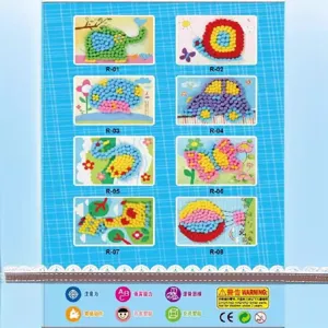 Kids DIY pom-pom painting art craft kit creative educational handmade toy set for children.