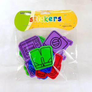 DIY foam geometric shape stickers for kids, colorful educational craft sticker pack toys.
