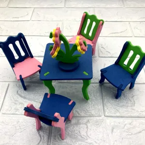 3D foam puzzle miniature furniture set with table and chairs DIY educational toy for kids