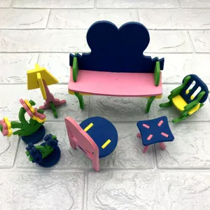 3D foam puzzle dollhouse furniture miniature DIY educational toy set for kids creative play.