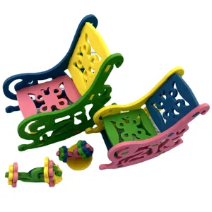 Colorful 3D puzzle DIY miniature rocking chair furniture model educational toy set