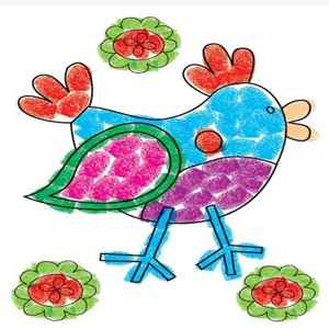 Children fingerprint painting DIY art craft detail design colorful bird pattern educational toy supply.