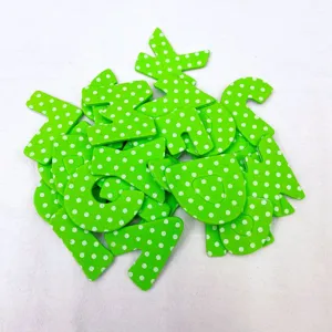 Green EVA foam stickers with white dots, assorted number and shape DIY craft patches set.
