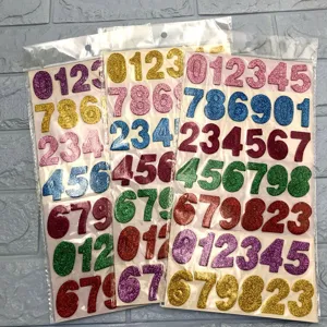 Glitter foam number stickers set for kids early education, colorful sparkle diy crafts.
