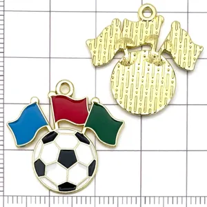 Pendentifs ballon de football et drapeaux en alliage pour bijoux DIY accessoires