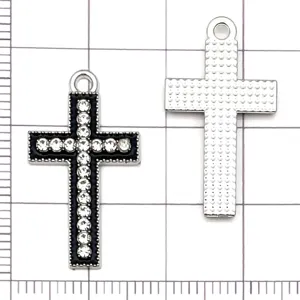 Rhinestone cross pendant alloy DIY jewelry accessory necklace bracelet making charm 1pc
