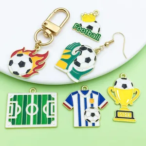 12 pcs pendentifs de football en alliage emaille colore, accessoires de bricolage bijoux DIY
