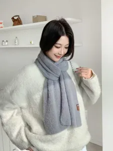 Koreaanse pluche faux fur wintersjaal voor vrouwen, gezellige warme dikke grijze nekwarmer.