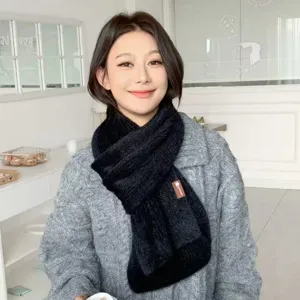Dames Winter Koreaanse Mode Warm Kunstnerts Vacht Sjaal Effen Kleur Verdikt Winddicht Zacht Halsdoek Dagelijks