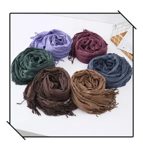 Details of the colorful crinkle tassel scarves set, neatly arranged for winter daily wear.