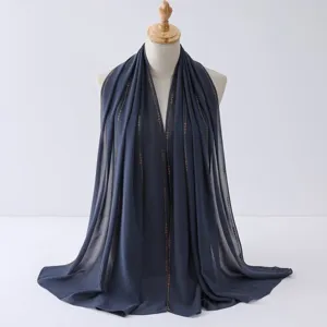 Sciarpa in Chiffon Stampa Catena Strass Donna Leggero Lungo Scialle Avvolgere Foulard Accessori Moda