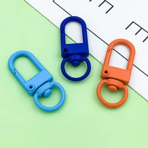 Detailansicht bunter Karabinerhaken aus Legierung für DIY-Schlüsselanhänger und Schmuckzubehör.