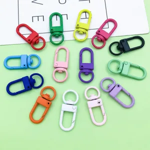 Bunte Legierung ovale Karabinerhaken drehbare Haken für DIY Schmuck Schlüsselanhänger 1Stk.