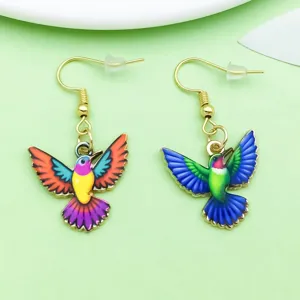 Bunte Emaillierte Kolibri Ohrringe mit KC Gold Haken Modeschmuck Accessoires für Damen