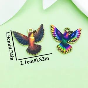 Bunte Kolibri Metall Emaille Anhänger Charms für DIY Schmuckherstellung Zubehör Stück