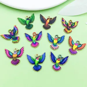 Bunte Emaillierte Kolibri Legierung Anhänger DIY Schmuck Zubehör süße Vogel Charms