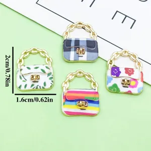 Ciondoli mini borsa in lega smaltata per creazione di gioielli fai da te 4 pz