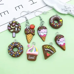 Gekleurde hars cartoon simulatie ijs donut snoep hangers DIY handgemaakte sieraden accessoires