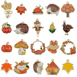 Herbst Thanksgiving Legierung Emaillierte Charms Anhänger für DIY Armband Halskette