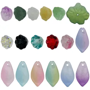 Pendatifs de fleurs de gousse de lotus en verre givré coloré accessoires de bijoux DIY