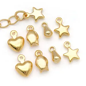 Cobre Chapado en Oro Real 18K Pequeño Lágrima Estrella Corazón Capullo de Flor Colgantes DIY Joyería Hecha a Mano Amuletos Accesorios