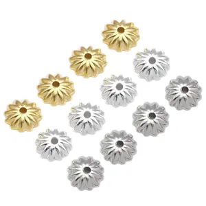 Gold and silver pumpkin wavy flower cap bead caps for DIY jewelry making accessories.