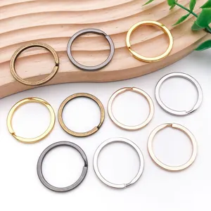 Mixed multi-color alloy round key rings DIY keychain pendant bracelet jewelry accessories
