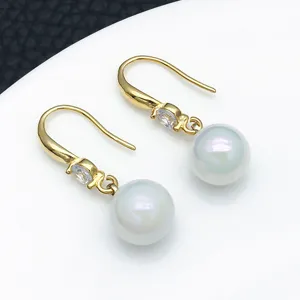 Ganci per orecchini placcati oro con zircone e ciondolo perla per accessori gioielli fai da te.