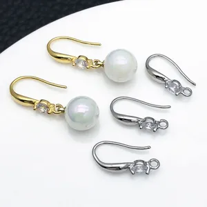 Componenti per gioielli DIY ganci per orecchini con zircone e perla vista dettagliata