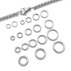 Stainless steel jump rings and chain detail, ideal for DIY jewelry making and crafts.