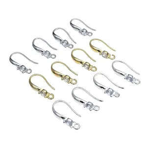 Ganci per orecchini DIY con zirconi scintillanti, componenti metallici per bigiotteria.