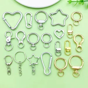 Zinklegering Metalen Sleutelhanger Hardware DIY Ambachtelijke Accessoires Assorti Vormen Karabijnsluitingen Verguld en Verzilverd Sleutelhanger Onderdelen